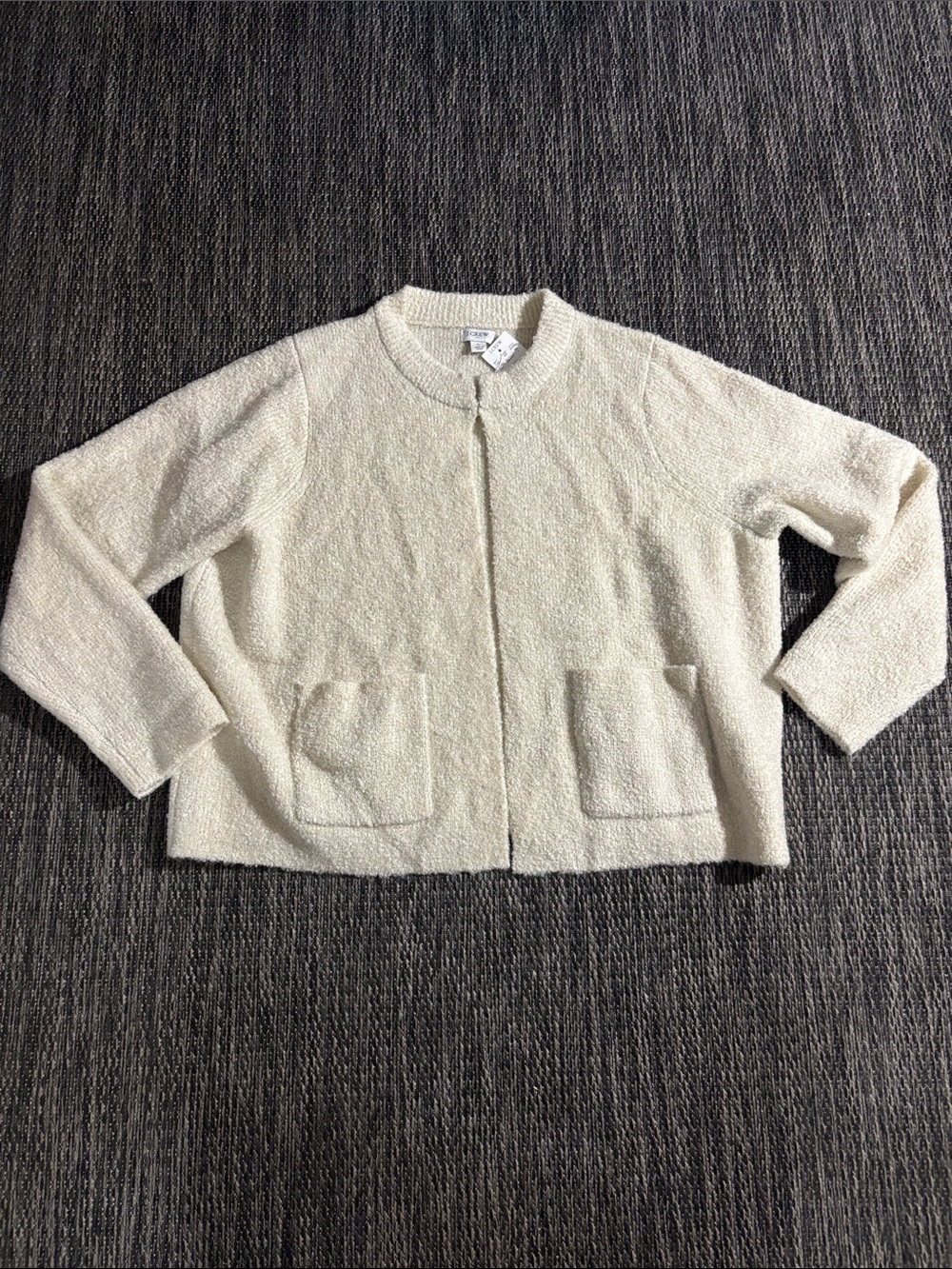 J. Crew Bouclé Lady Cardigan Sweater Wool Alpaca Blend Textured Cream Size Large